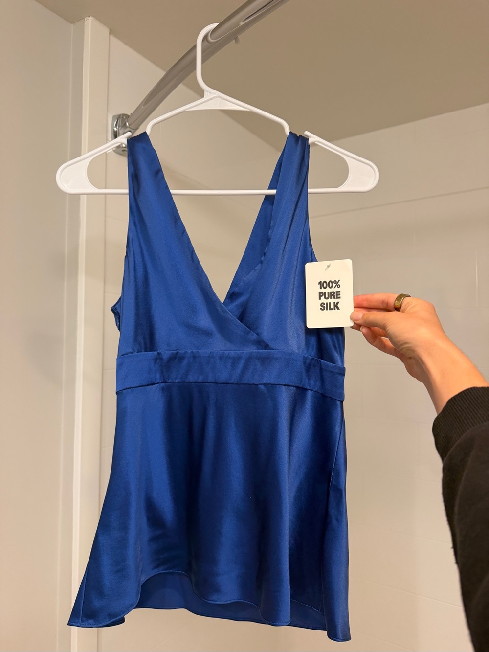 I.N.C. 100% Silk V-Neck Camisole Tank Top - Royal Blue